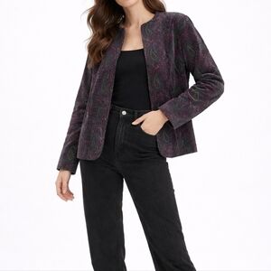 VINTAGE MICHAEL LEWIS Paisley Velvet Jacket | M | Purple Green | 90s Whimsigoth